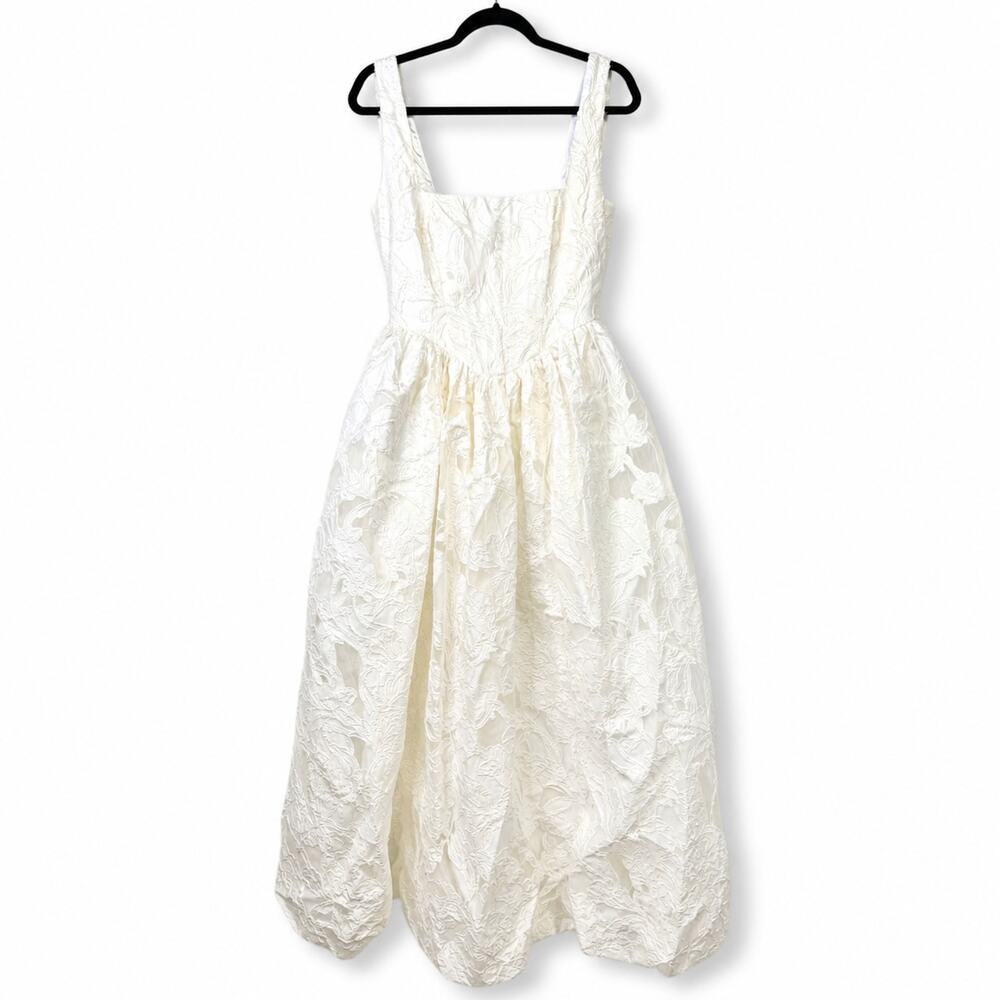 Lulus Bridal Corsen Ivory Floral Jacquard Corset A-Line Maxi Dress Wedding Gown - Picture 6 of 12